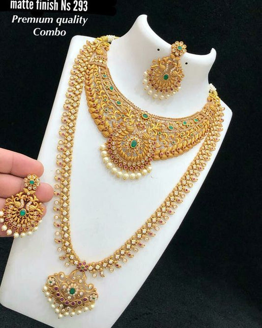 Matte Finished Gold Plated Necklace set