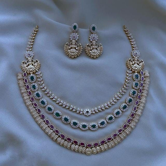 Matte Finish Gold Necklace Earring Set