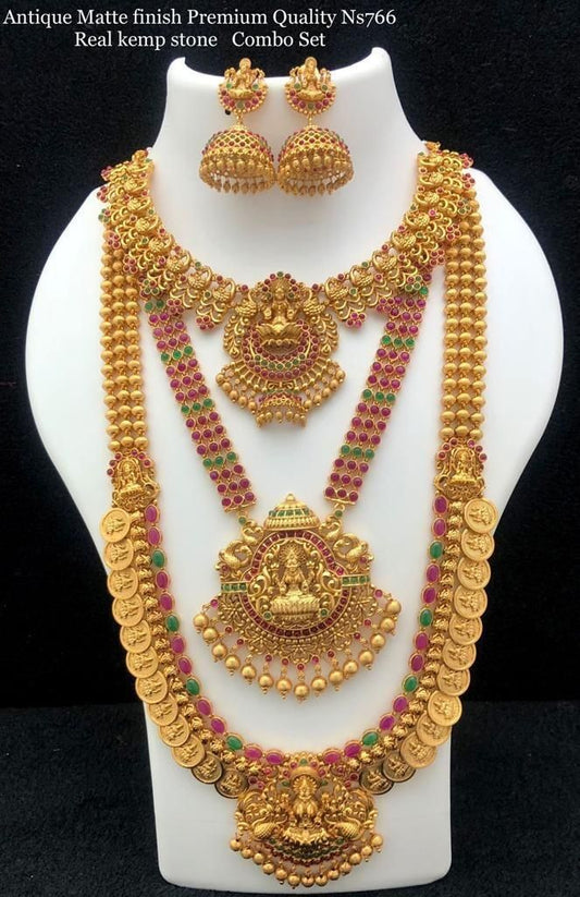 vanki Super Combo Gold Plated Necklace Set