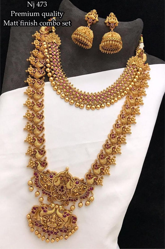 Gold Plated Designer Necklace Set With vanki Look